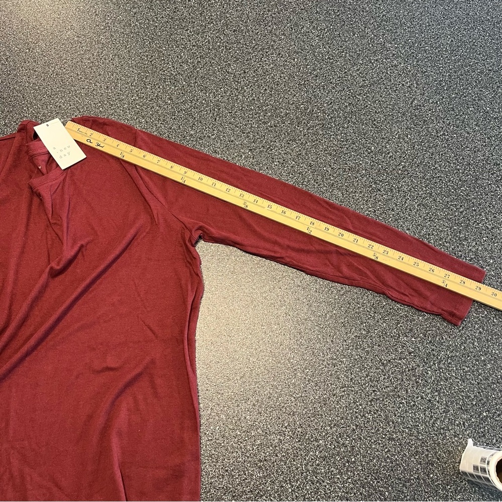 ❤️3/$15 NWT a new day Long Sleeve Crewneck Top - Red Size 1X - Picture 5 of 8